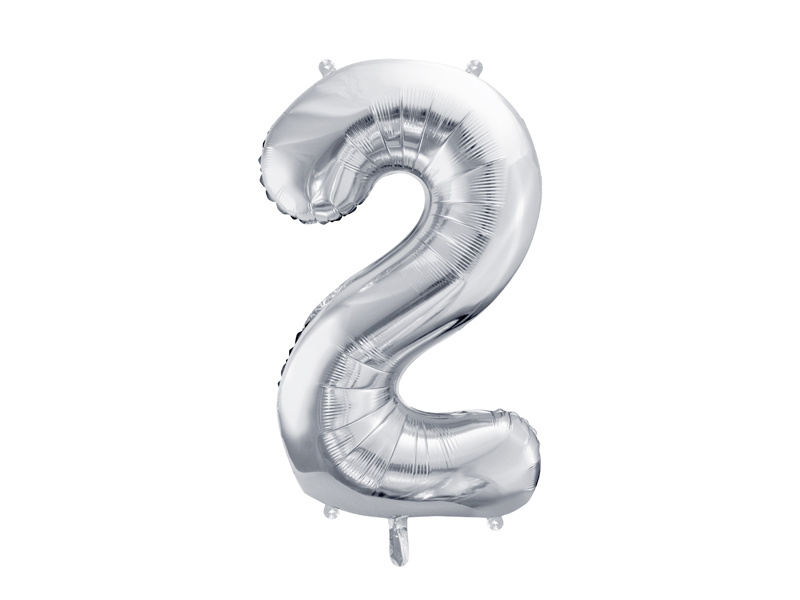 Balon foliowy Cyfra 2 72cm srebrny