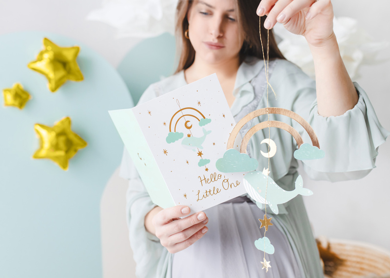 Kartka z zawieszką Wieloryb w kolorze jasny tiffany blue - zdjęcie 4