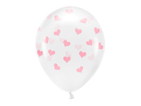 Balony Eco 33 cm, Serca, Crystal Clear (1 op. / 6 szt.)