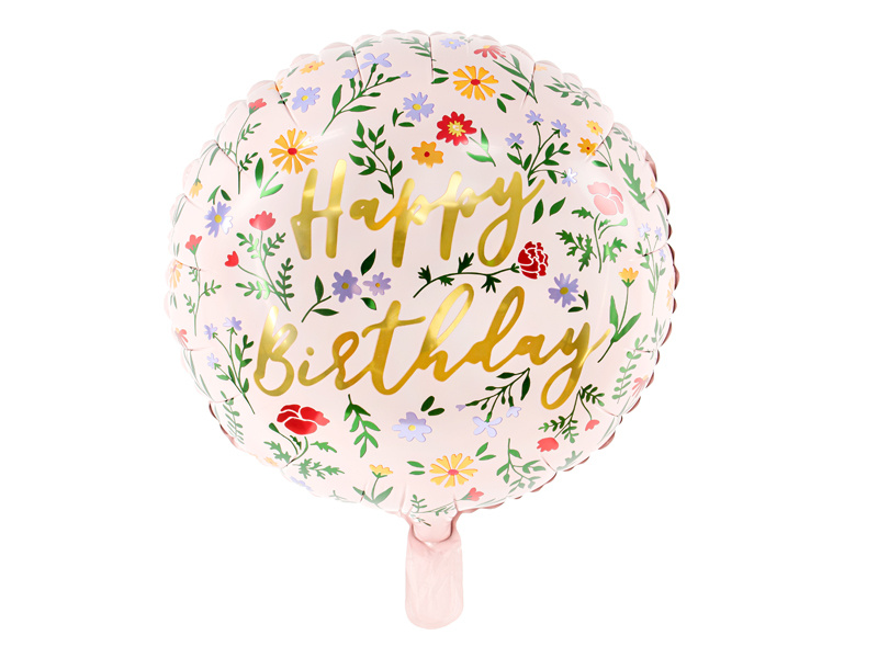 Balon foliowy Happy Birthday jasny różowy - zdjęcie 1