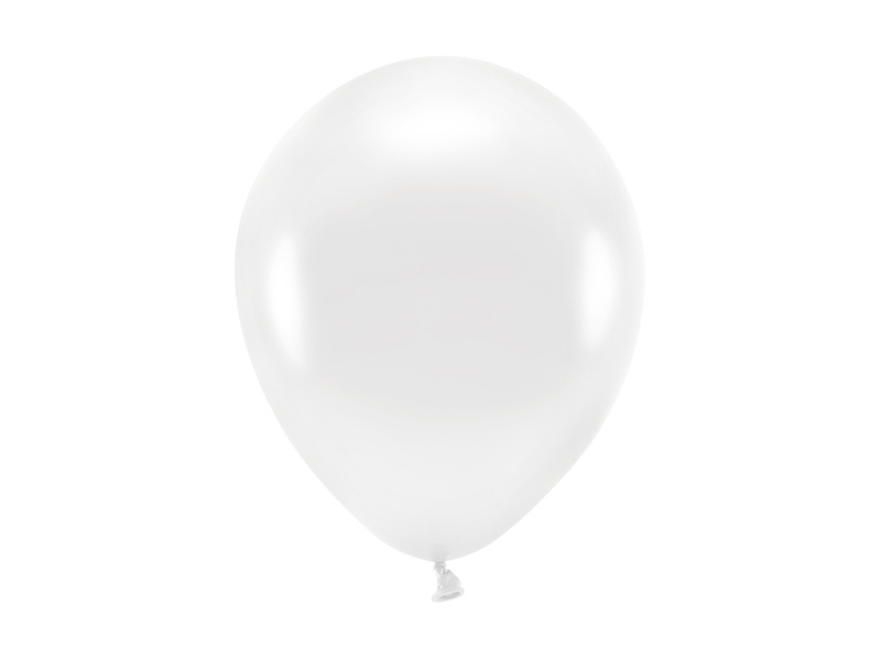 Balony Eco 26cm metalizowane białe – opakowanie 10 sztuk
