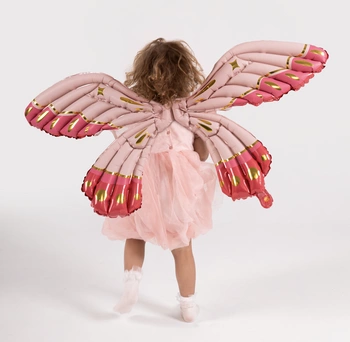 Balon foliowy Skrzydła Motyla, różowe matowe, 102 x 50 cm