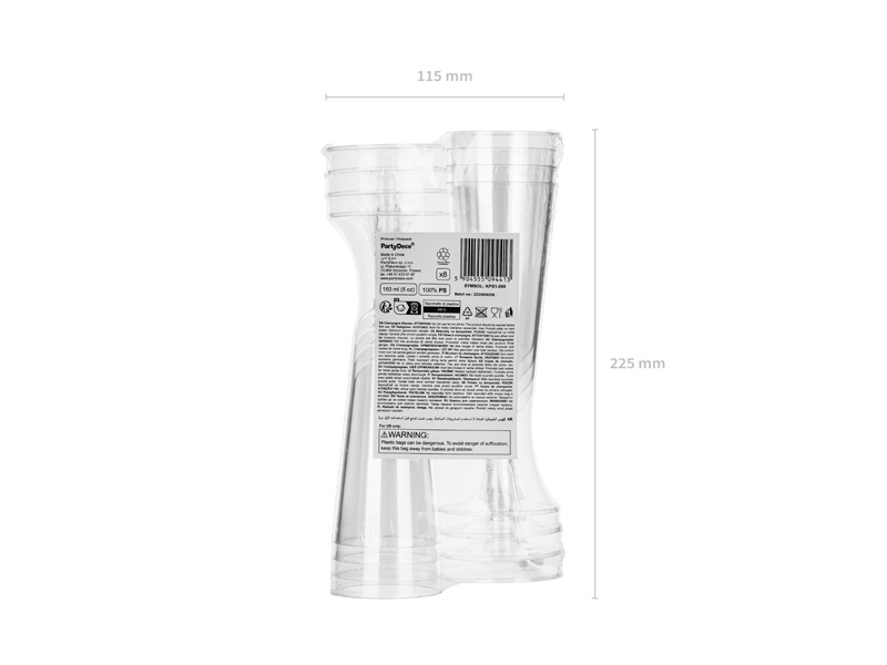 Kieliszki plastikowe do szampana 150 ml – widok boczny