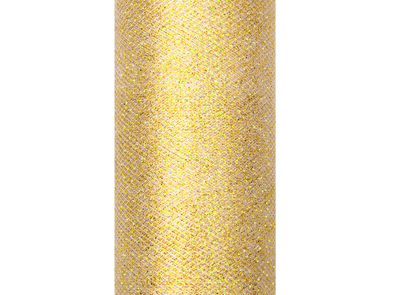 Detal złotego tiulu glittery 0,15 x 9m