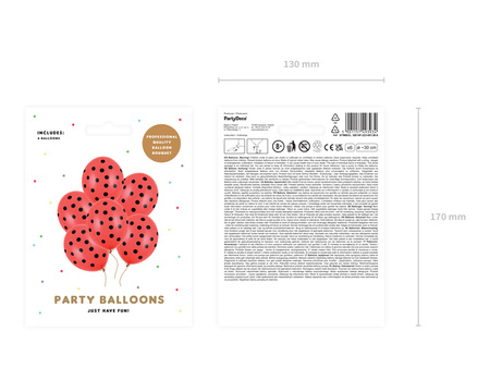 Balony 30cm, Kropki, Pastel Poppy Red (1 op. / 6 szt.)