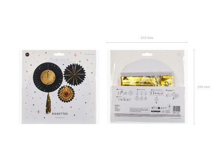 Rozety dekoracyjne Zegar, 26-43 cm, mix (1 op. / 3 szt.)