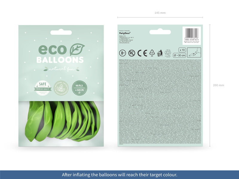 Balony Eco 30cm pastelowe zielone jabłuszko - balony w ręku