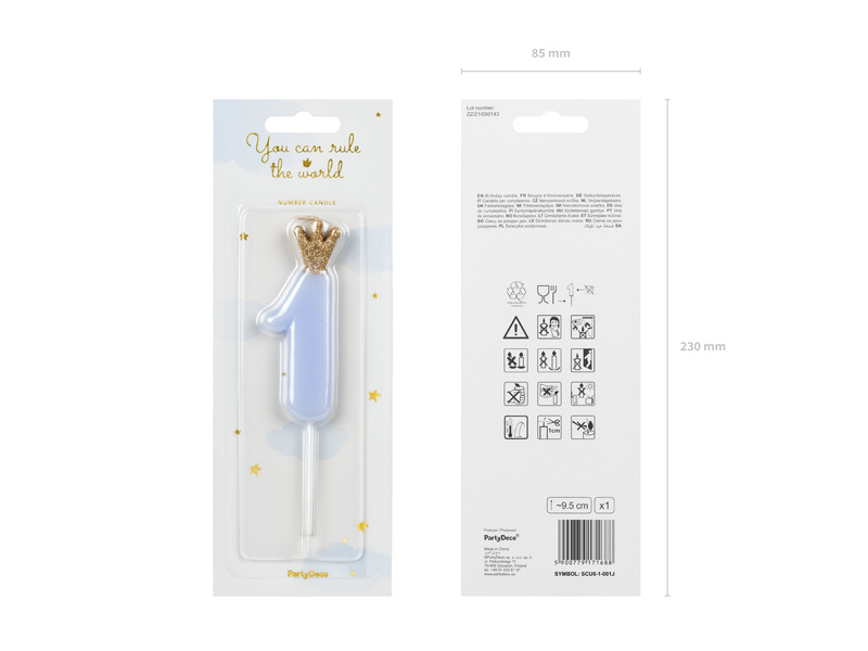 Świeczka urodzinowa Cyferka 1 na patyczku