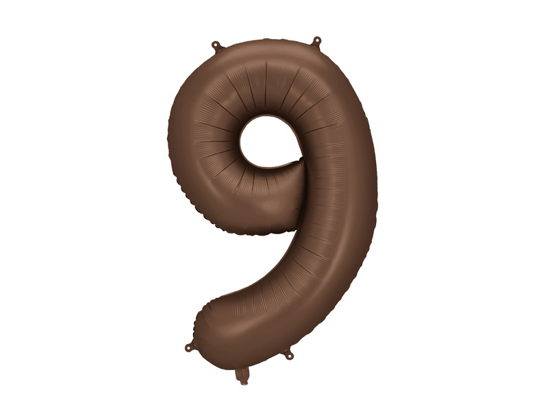 Balon foliowy Cyfra 9, 86cm, mocca