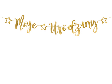 Baner Moje urodziny, złoty, 16,5x90cm