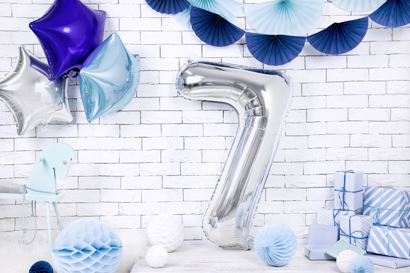 Balon foliowy cyfra 7 srebrny 86cm - zdjęcie 2