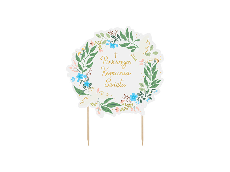 Topper na tort Pierwsza Komunia Święta 16.7x20 cm mix
