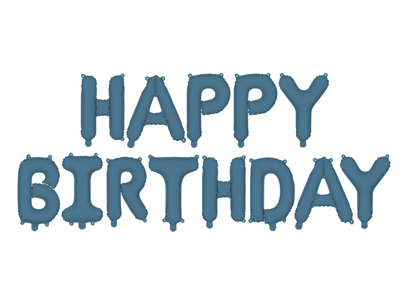 Balon foliowy Happy Birthday, granatowy, 340x35cm
