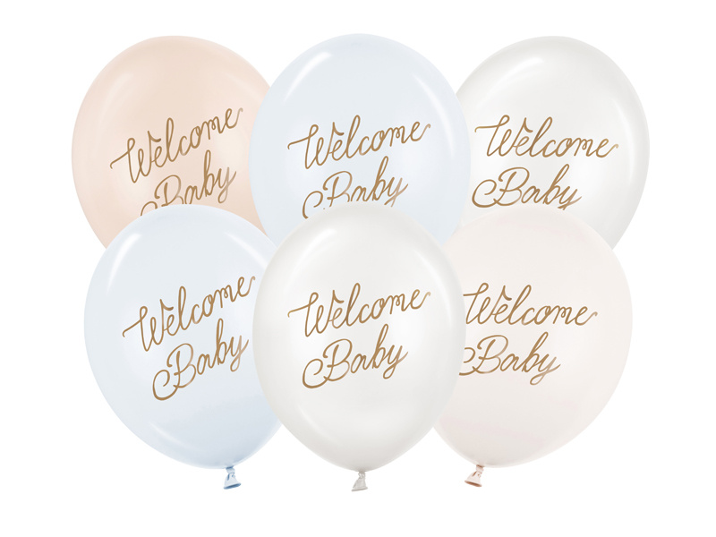 Balony Welcome Baby mix niebieski 30 cm