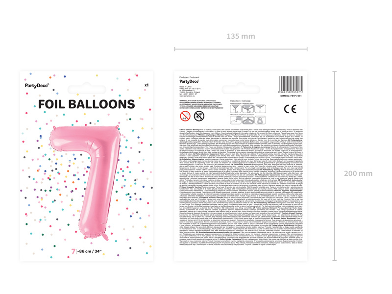 Balon foliowy cyfra 7 różowy - zdjęcie 2