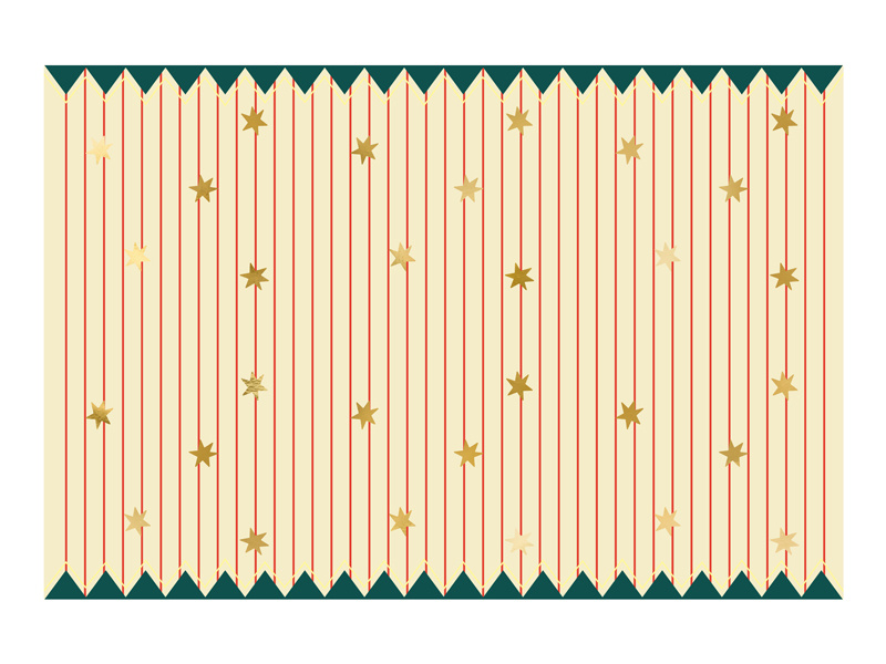 Obrus papierowy w czerwone pasy ze złotymi gwiazdkami – widok ogólny