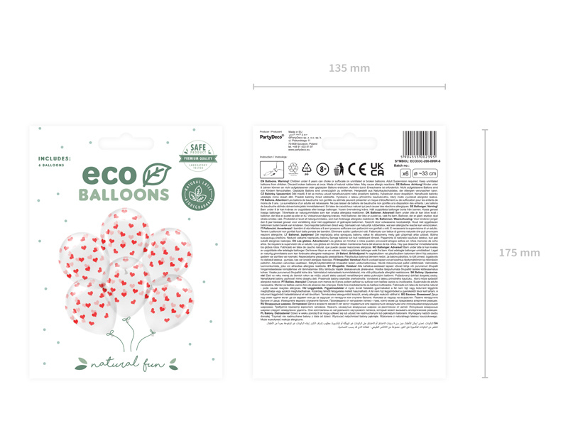 Balony Eco Serca Crystal Clear – opakowanie