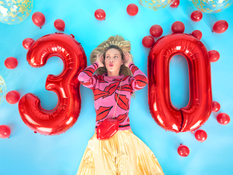 Balon cyfra 0 - czerwony połysk