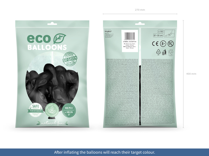 Balony Eco 30cm pastelowe czarny - widok z bliska