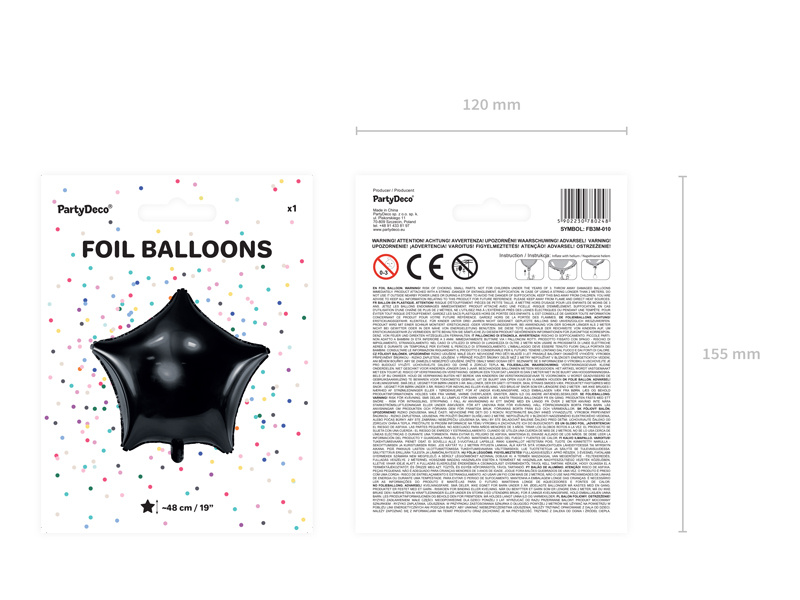 Balon foliowy Gwiazdka 48cm czarny - zdjęcie 2