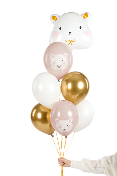 Balony 30 cm Miś polarny Pastel Warm Grey – aranżacja na przyjęciu