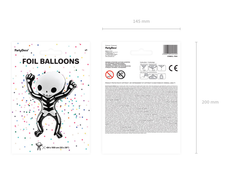 Balon foliowy Szkielet 84x100cm detale