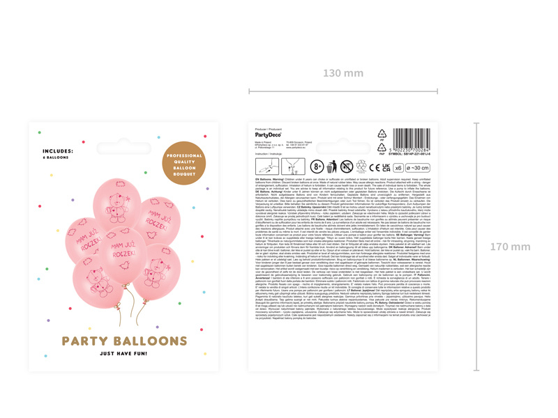 Balony Miś Pastel Pink – opakowanie i nadruk