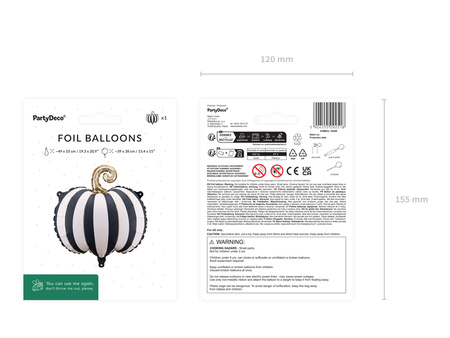 Balon foliowy Dynia w paski, 39x38 cm, mix