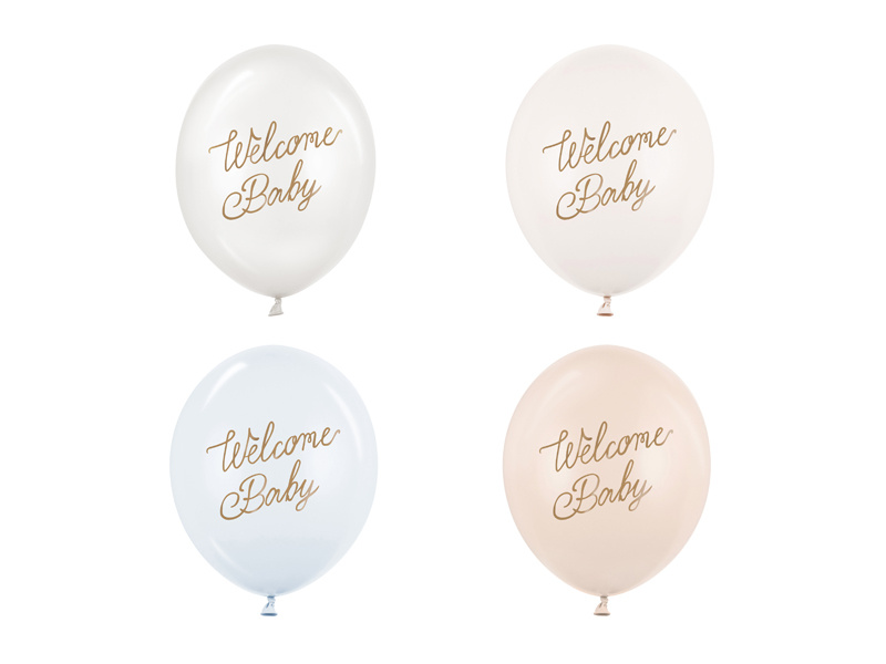 Balony 30 cm Welcome Baby mix niebieski