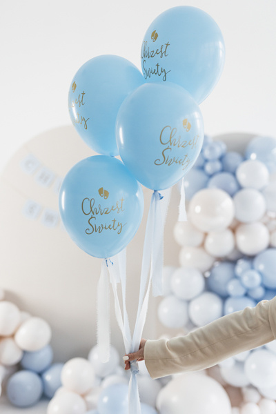 Dekoracyjne balony Eco na Chrzest Święty w kolorze błękitnym
