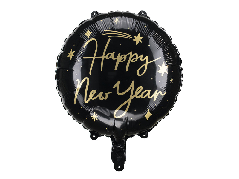 Balon foliowy Happy New Year czarny 45 cm