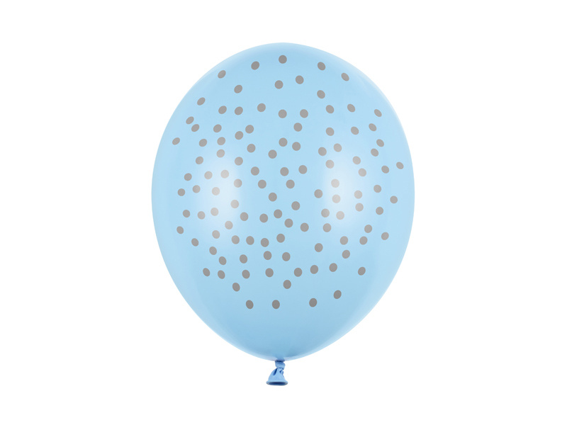 Balony 30cm Kropki Pastel Baby Blue - zestaw 6 sztuk