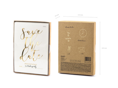 Zaproszenia Save the date, biały (1 op. / 10 szt.)