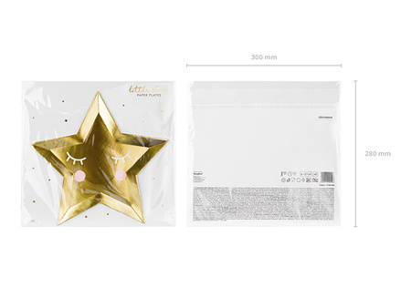 Talerzyki Little Star - Gwiazda, złoty, 27cm (1 op. / 6 szt.)