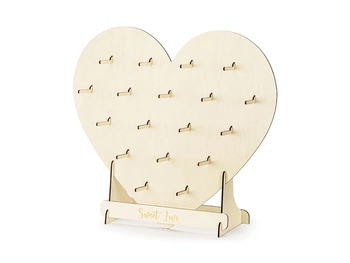 Ściana na Donuty Serce, naturalne drewno, 65x59 cm