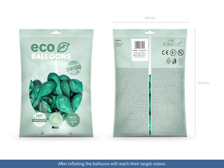Balony Eco 26cm metalizowane, ciemna mięta (1 op. / 100 szt.)