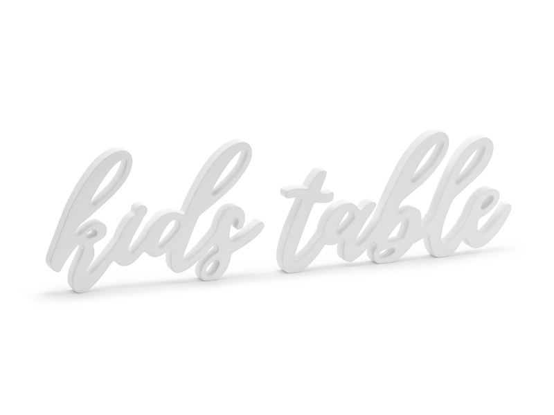 Drewniany napis Kids table biały 38x10cm - zdjęcie 1