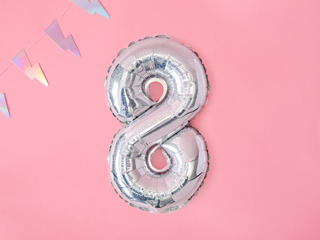 Balon foliowy Cyfra ''8'', 35cm, holograficzny