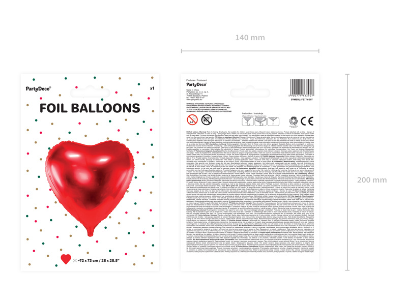 Balon foliowy Serce 68x72cm czerwony - zdjęcie 4