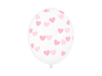 Balony 30cm, Serduszka, Crystal Clear (1 op. / 6 szt.)