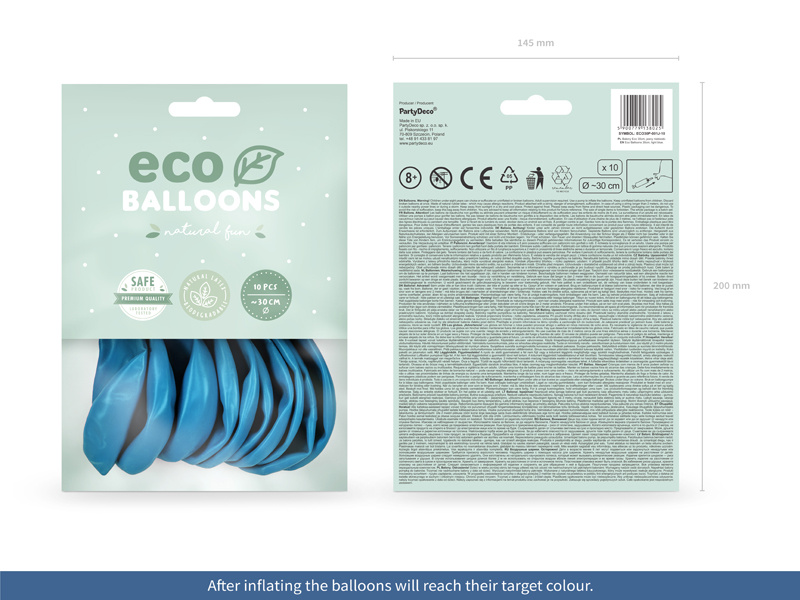Balony Eco pastelowe jasny niebieski 30cm balony z bliska