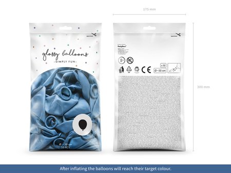 Balony Glossy 30cm, niebieski (1 op. / 50 szt.)