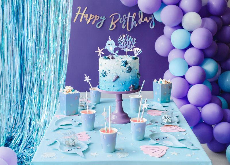 Kurtyna Party niebieska 90x250cm - widok na detale