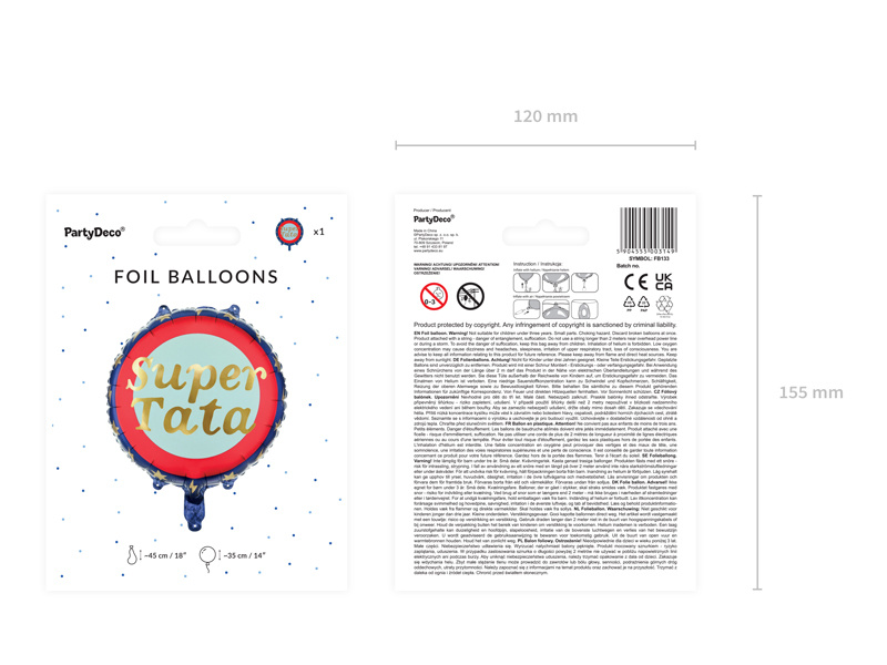 Balon foliowy Super Tata – balon z napisem, różne kolory