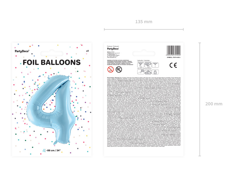 Balon foliowy Cyfra 4 86cm jasny niebieski – przykładowe zastosowanie