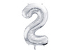 Balon foliowy Cyfra ''2'', 86cm, srebrny