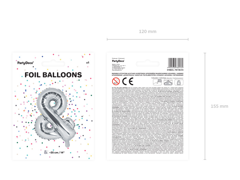 Balon srebrny metalizowany 35 cm