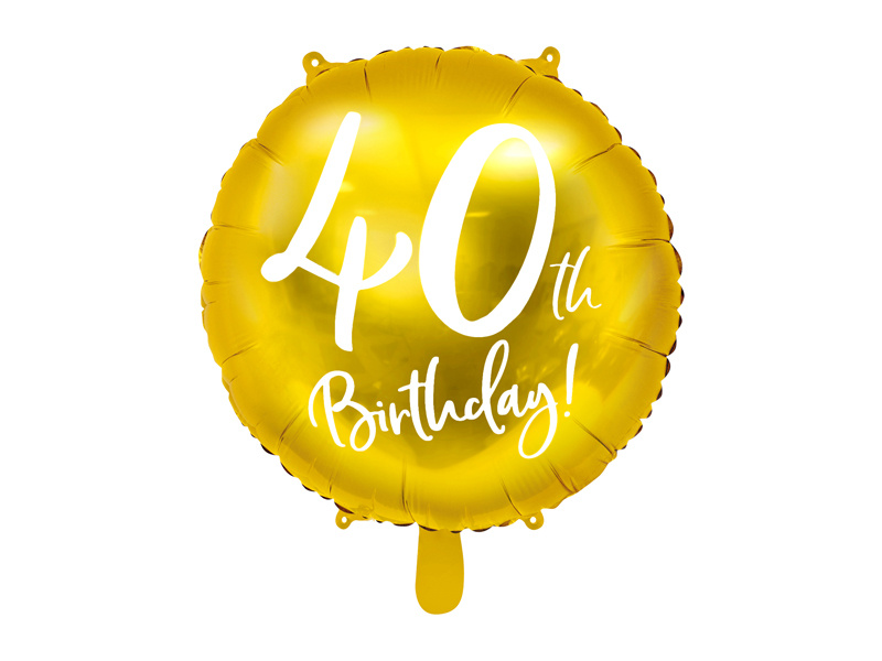 Balon foliowy 40th Birthday złoty 45cm - zdjęcie 1