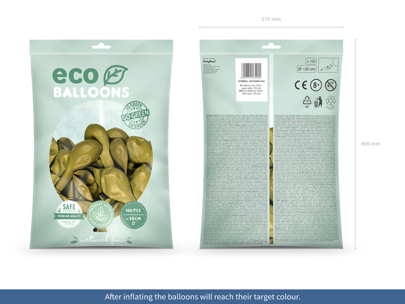 Balony Eco 30cm metalizowane jasny złoty – szczegółowe zdjęcie produktu