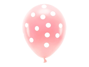 Balony Eco 33 cm pastelowe, Kropki, jasny różowy (1 op. / 6 szt.)
